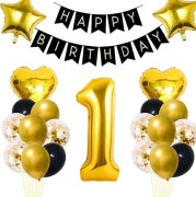 Zestaw balonów dekoracji 1 urodziny dziewczynki chłopca serca gwiazdy nowy