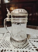 Kolekcjonerski mini-kufel do sznapsa BMF-Szkło-Cyna Motyw myśliwski (Jeleń)