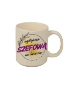 Kubek beżowy matowy dla najlepszej szefowej 