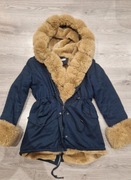 Kurtka parka z misiem i dużym kapturem, nowa rozmiar M 