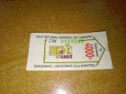 Bilet jednorazowy 4000zł MPK Łódź stare logo skasowany lokalny