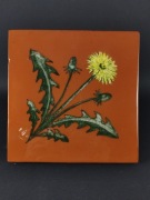 mniszek, ceramiczna płytka, ręcznie robiona unikat