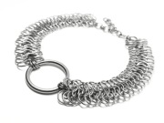 Szeroki choker chainmaille z wielkim O-ringiem – stal chirurgiczna CUSTOM