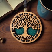 Zawieszka do samochodu - drewno i filc na olejek zapachowy WZORY na prezent