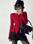 Lekki Kardigan na Guziki – Czerwony i Niebieski