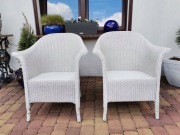 Komplet krzeseł, foteli eko-rattan , białe,2 szt.