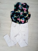 Komplet letni Spodnie białe t-shirt rozmiar M