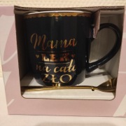 Kubek dla Mamy 350ml z nadrukiem złota łyżeczk w kształcie serca 