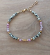 Bransoletka kamienie naturalne jadeit jaspis dalmatyński hematyt stal