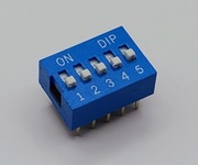 DIP switch 5 pozycyjny, do druku, niebieski