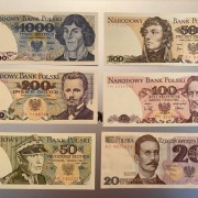 Banknoty PRL zestaw UNC - 20, 50 100,200,500,1000 