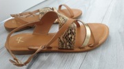 Nowe sandały 39 Anna Field 25,5 cm camel złote 