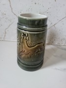 Stary Czeski Kufel Łowiecki Majolika BECHYNE LOVU ZDAR 500 ml lata 60-te