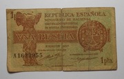 stary banknot 1 Peseta Hiszpania
