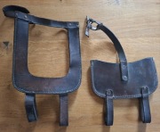 Wehrmacht oryginalne 2 skórzane uchwyty saperki sygnowane Unikaty 