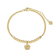 Bransoletka srebrna 925 pozłacana z ozdobną zawieszką i koralikami  