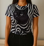 Bluzka t-shirt kot z wzorem kota S 