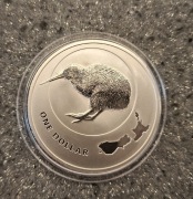DOLLAR NOWA ZELANDIA  2009 KIWI SREBRO 999 UNCJA UNC