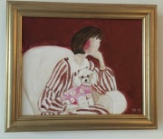 Obraz olejny-Kobieta z pieskiem