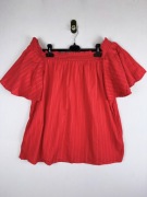Czerwona bluzka hiszpanka F&F, bawełniana, rozmiar 48, kobiecy krój na lato