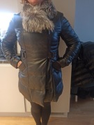 Kurtka skórzana z owczej skóry plus futro z lisa