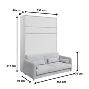 Półkotapczan BC-01 BED CONCEPT z sofą BC-18 140 Lenart Materac 140x200