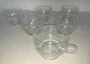 Szklane Filiżanki Szklaneczki z uszkiem Grawer kwiatek liście 6 sztuk