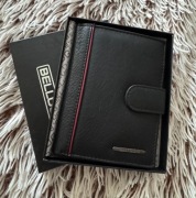 Luksusowy włoski męski portfel z ZABEZPIECZ. KART.