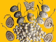 Ozdoby wielkanocne - DUŻY ZESTAW - jajka i zawieszki drewniane