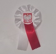 Kotylion narodowy biała główka z biało-czerwony z godłem – PRODUKT POLSKI