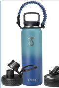 Butelka na wodę Trebo 40 uncji z izolacją, z pokrywką i słomką,