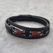 Bransoletka męska skórzana z bawolim okiem 23 cm dł
