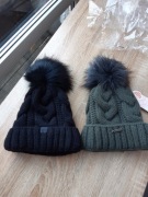 PAMAMI gruba CZAPKA pompon CZARNA lub KHAKI - NOWA