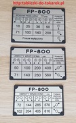 Frezarka FP 800 Tabliczka Tabliczki Tabela Obrotów