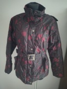 Damska kurtka zimowa bordowo czarna z paskiem L