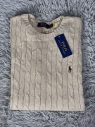 Polo Ralph Lauren sweter vintage cable knit beżowy kremowy basic L unisex