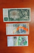 Zestaw banknotów  Słowacja, Czechosłowacja, razem 3 szt.