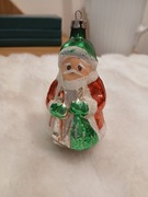Bombka choinkowa szklana stara z okresu PRL handmade ręcznie zdobiona