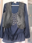 Bluzeczka z kamizelką skórzaną w rozmiarze S 