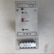 Zasilacz przemysłowy impulsowy marki WK, model PS 100-M.