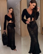 KOMPLET BOHO AŻUROWY CZARNY PLAŻOWY