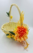 Koszyczek Wielkanocny Wiklinowy - Żółte Kwiaty, Naturalny Design