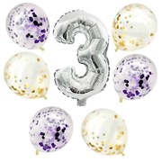 Zestaw balonów konfetti + cyfra urodziny 