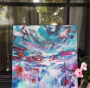 Obraz ręcznie malowany na płótnie 40x40 cm - abstrakcyjny pejzaż