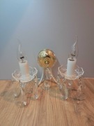 Kinkiet kryształowy szklany złoty stylowy Bydzov podwójny