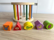 Walec Z Kształtami Drewniany Sorter Edukacyjny Sensoryczny Dla dzieci
