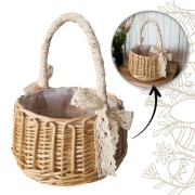 Koszyk, Koszyczek wiklinowy z ażurową kokardką Wielkanoc 19 cm