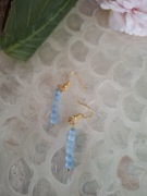 Kolczyki handmade srebro pozłacane z naturalnych kamieni akwamaryn 