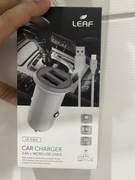 Leaf Ładowarka Samochodowa 2.4A 2Xusb+Kabel Micro USB
