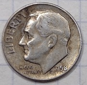 0702 USA 10 centów DIME 1958 D srebro 